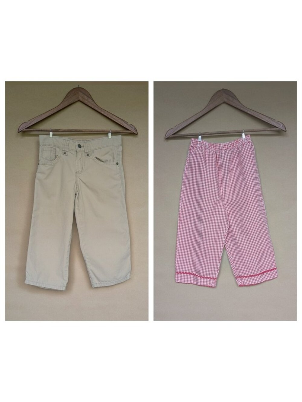 Khaki & Gingham Pants Pair — Size 6X